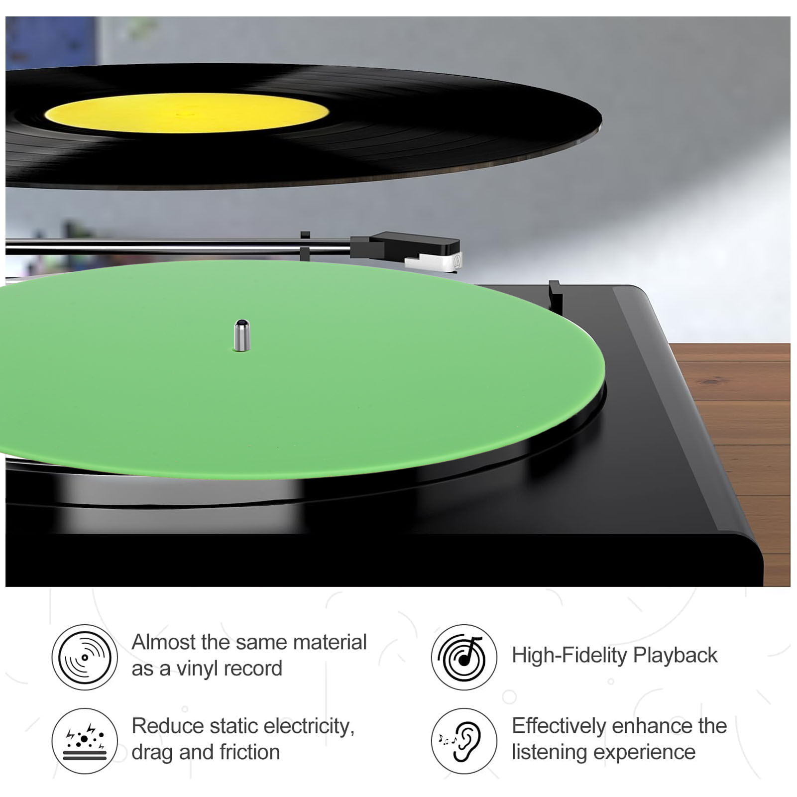 Vinyl Record Cleaner - Schallplatten-Slipmat, Acryl-Plattenspieler-Rutschmatte, Ersatz, schön, reduziert statische
