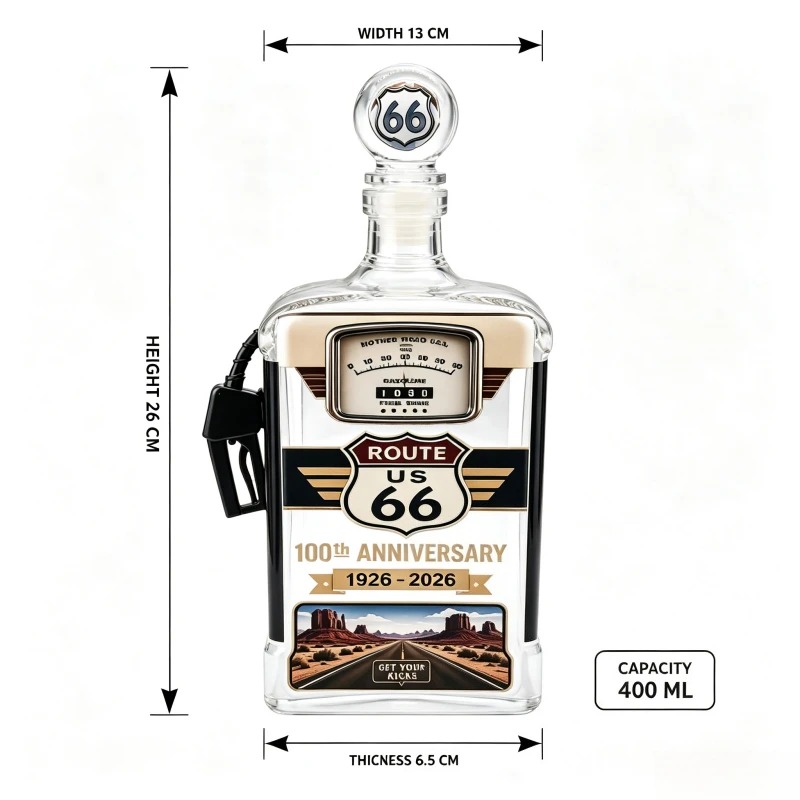US Route 66 Glas-Whiskeykaraff – Vintage Collectible Liquor Bottles Bewertung und Preis
