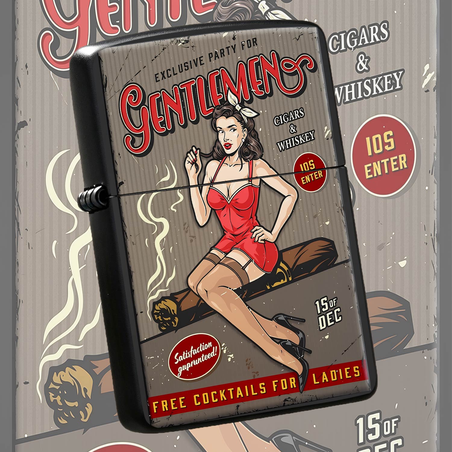 Vintage-Feuerzeug im Pinup-Sti – Vintage Collectible Posters Bewertung und Preis